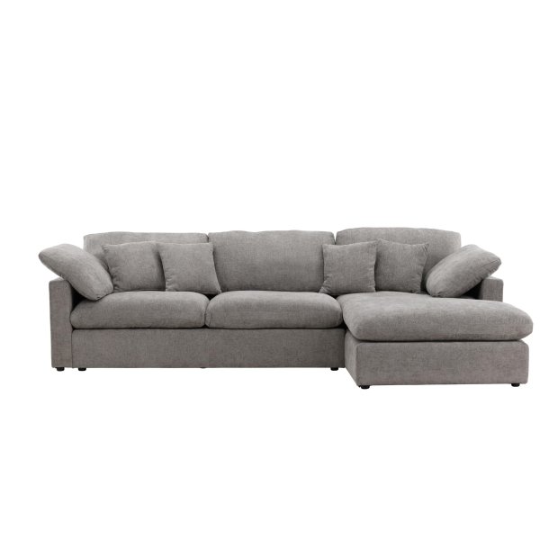 Amalfi chaise longue bank 6 sierkussens links grijs.
