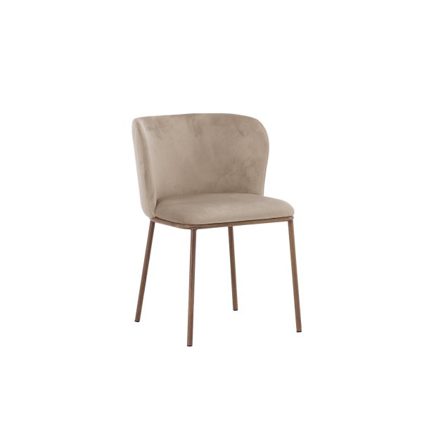 Edina spisestuestoler velour beige, natur.