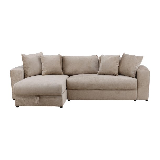 Bellman Schlafsofa 3-Sitzer-Chaiselongue Samt mit Stauraum beige.