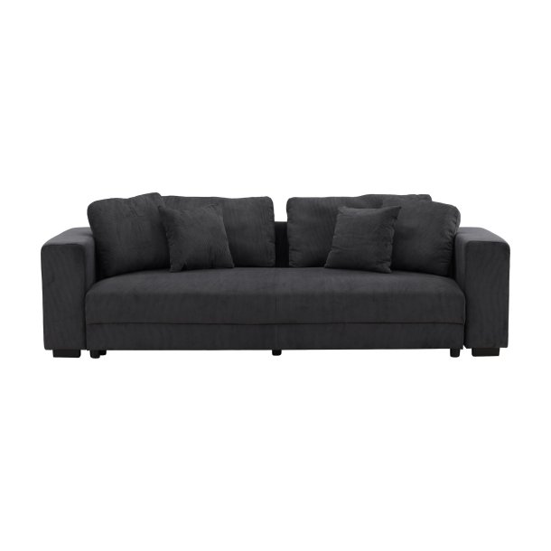 Bellman b�ddsoffa 3-sits 4 prydnadskuddar sammet gr�.