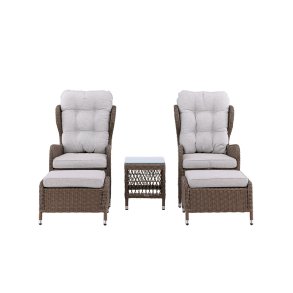 Washington Loungeset 2 Sessel, 2 Hocker, 1 Couchtisch natur.