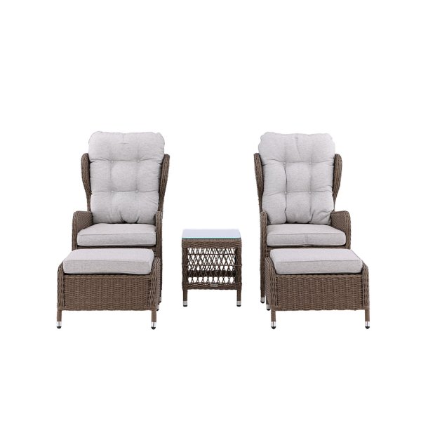Washington Loungeset 2 Sessel, 2 Hocker, 1 Couchtisch natur.