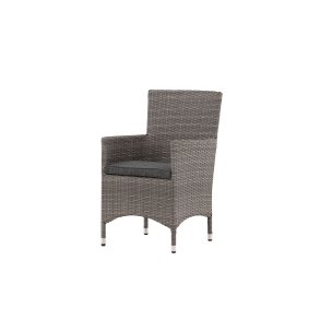 Malin Gartenstuhl mit Armlehnen inkl. Kissen, stapelbar grau.