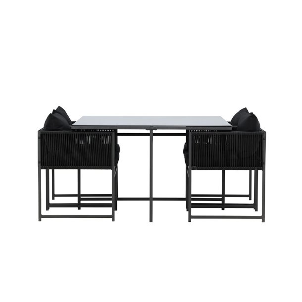 Noto Gartenset 1 Esstisch, 2 Sthle schwarz.