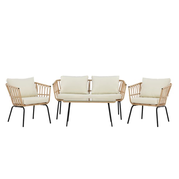 Ortigia loungeset 1 soffa, 2 stolar, 1 soffbord natur.