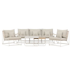 Palazzo zestaw wypoczynkowy 1 sofa, 2 fotele, 2 stoliki kawowe beżowe.