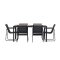 Lampedusa zestaw ogrodowy 1 stół jadalny, 6 krzeseł czarne.