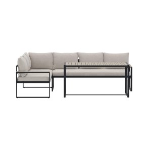 Ios Garten Lounge Ecksofa 3+2-Sitzer und Couchtisch Natur.