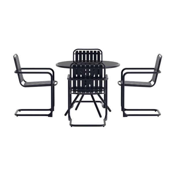 Chios hagesett bord 90x90cm 4 stoler svart.