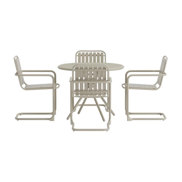 Chios hagesett bord 90x90cm 4 stoler beige.