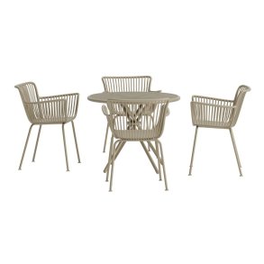 Sifnos hagesett bord 90x90cm 4 stoler beige.