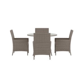 Lefkas set de jardin table 110x110cm 6 chaises brun.