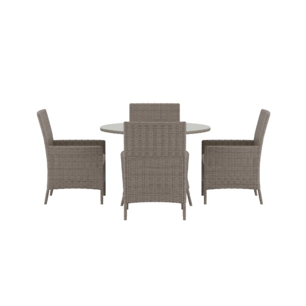 Lefkas set de jardin table 110x110cm 6 chaises brun.