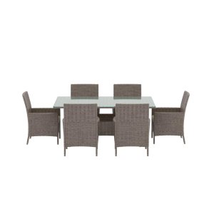 Lefkas set de jardin table 90x150cm 6 chaises brun.