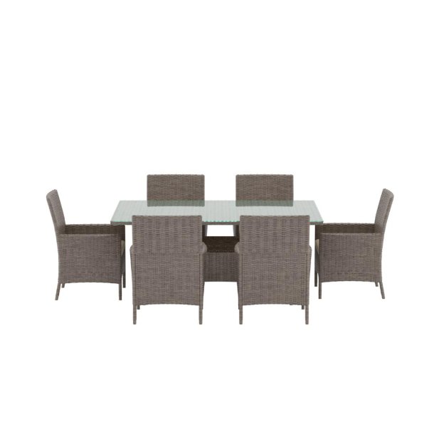 Lefkas set de jardin table 90x150cm 6 chaises brun.