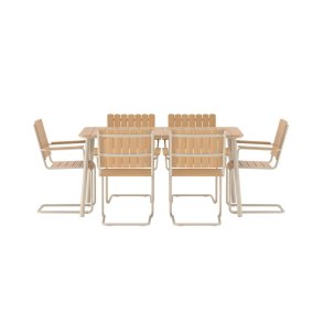 Holmsund tr�dg�rd set bord 90x150cm 6 stolar beige.