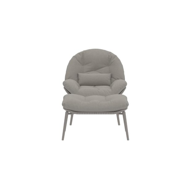Cala fauteuil lounge avec repose-pieds beige.