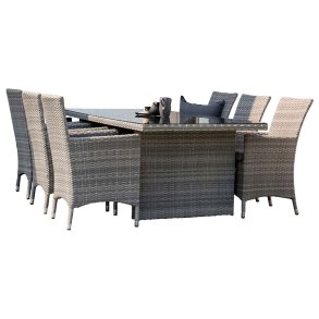 Padova zestaw ogrodowy stół 100x200cm szary, 6 krzesła Malin szary.