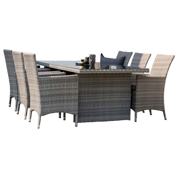 Padova zestaw ogrodowy stół 100x200cm szary, 6 krzesła Malin szary.