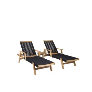 Acacia lounge set 3 delar svart,natur.