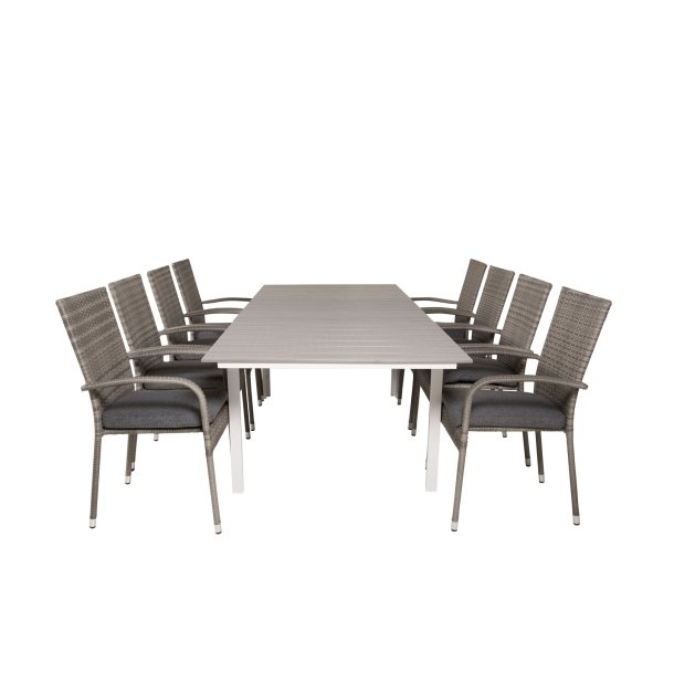 Levels havest bord 100x160/240cm og 8 stole Anna gr.