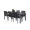 Break zestaw ogrodowy stół 90x205cm czarny, 6 krzeseł czarnych.