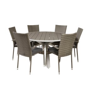 Parma Gartenset Tisch �140cm und 6 St�hle Anna grau.