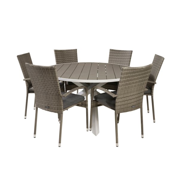 Parma Gartenset Tisch �140cm und 6 St�hle Anna grau.