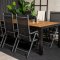 Bois Gartenset Tisch 90x205cm und 6 Sthle Break schwarz, natur.
