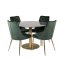 Estelle106BLBR spisebordsst spisebord sort, marmor og 4 Velvet Deluxe stole velour grn, messing dekor.