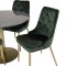 Estelle106BLBR spisebordsst spisebord sort, marmor og 4 Velvet Deluxe stole velour grn, messing dekor.