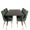 Dipp180x90BLBR spisebordsst spisebord sort og 6 Velvet Deluxe stole velour grn, messing dekor.