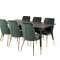 Dipp180x90BLBR spisebordsst spisebord sort og 6 Velvet Deluxe stole velour grn, messing dekor.