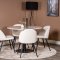Estelle106WHBL matgrupp  vit, marmor och 4 Velvet matstola sammet beige, svart.