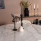 Estelle106WHBL matgrupp  vit, marmor och 4 Velvet matstola sammet beige, svart.