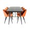 Gold Essgruppe Esstisch Ausziehbarer Tisch Länge cm 180 / 220 schwarz und 6 Velvet Esszimmerstühle Velour orange, schwarz.