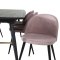 Gold Essgruppe Esstisch Ausziehbarer Tisch Länge cm 180 / 220 schwarz und 6 Velvet Esszimmerstühle Samt pink, schwarz.