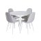 Plaza Essgruppe Tisch weiß und 4 Polar Stühle grau.