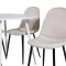 PlazaWHWH100 Essgruppe Esstisch weiß und 4 Polar Esszimmerstühle Velour beige.