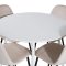 PlazaWHWH100 Essgruppe Esstisch weiß und 4 Polar Esszimmerstühle Velour beige.