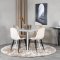 PlazaWHWH100 Essgruppe Esstisch weiß und 4 Polar Esszimmerstühle Velour beige.