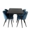 SilarBLExt Essgruppe Esstisch Ausziehbarer Tisch L&auml;nge cm 120 / 160 schwarz und 4 Velvet Esszimmerst&uuml;hle Velour blau, schwarz.
