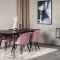 SilarBLExt spisegruppe spisebord uttrekksbord lengde cm 120 / 160 svart og 4 Velvet spisestuestoler velour rosa, svart, messing dekor.