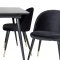 SilarBLExt Essgruppe Esstisch Ausziehbarer Tisch Länge cm 120 / 160 schwarz und 4 Velvet Esszimmerstühle Velour schwarz, Messing dekor.