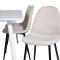 Polar180X90WHWH matgrupp matbord vit och 6 Polar matstola velour beige.