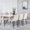 Polar180X90WHWH matgrupp matbord vit och 6 Polar matstola velour beige.
