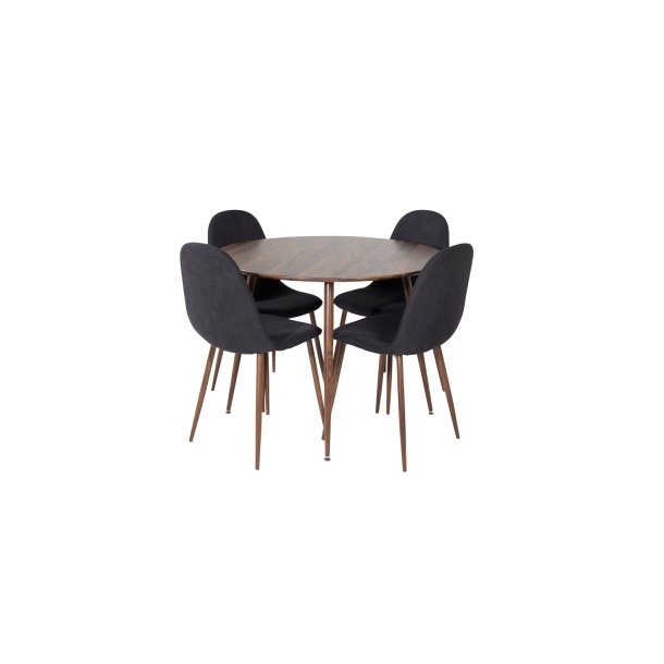 PlazaWA100 Essgruppe Esstisch Nussbaum dekor und 4 Polar Esszimmersthle schwarz.