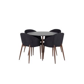 PlazaBLWA100 Essgruppe Esstisch schwarz und 4 Arch Esszimmersthle schwarz.