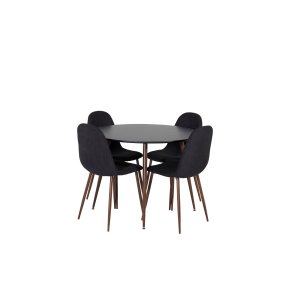 PlazaBLWA100 Essgruppe Esstisch schwarz und 4 Polar Esszimmerstühle schwarz.