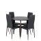 PlazaBLWA100 Essgruppe Esstisch schwarz und 4 Slim High Back Esszimmersthle PU Kunstleder schwarz.